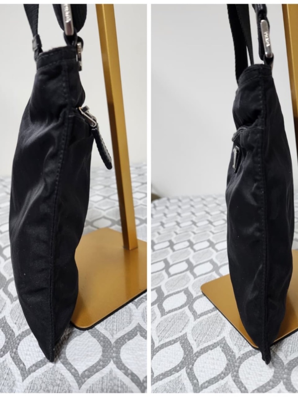 Authentic PRADA Nylon Vela Small Flat Messenger Bag Black - Picture 12 of 13